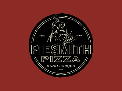 Piesmith Pizza badge branding illustration logo typography