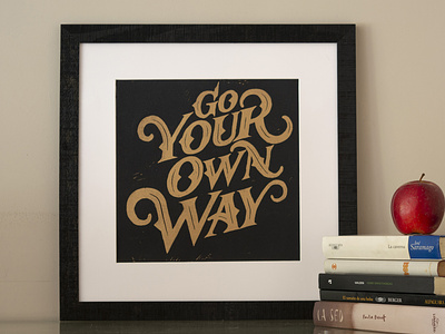 Go your own way - Lettering linocut