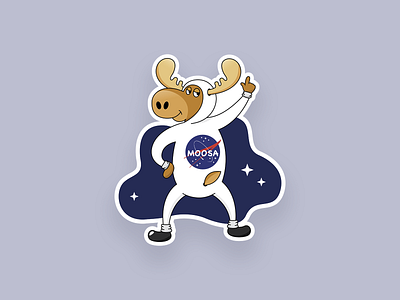 MOOSA design flat illustration illustrator moose nasa planet space sticker vector