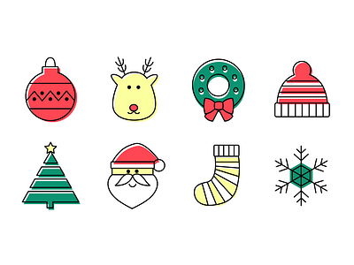 Icons for Christmas 1 christmas design flat icon icon design icon set illustration illustrator vector