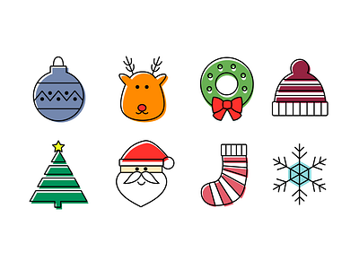 Icons for Christmas 2 christmas design flat icon icon design icon set illustration illustrator vector