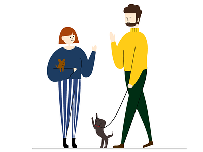 Couple with dog design dogs flat illustration illustrator people vector