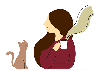 CoffeeCat cats coffee design flat illustration illustrator people vector woman