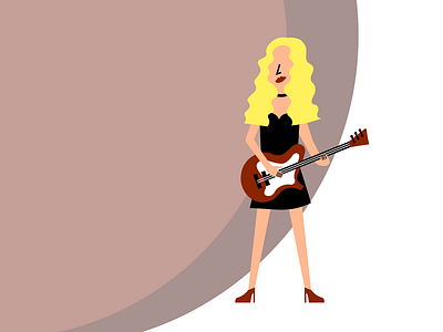 Blondie Lady Plays a Guitar