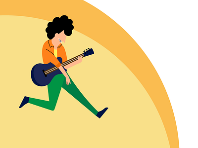 Afro Man Plays a Guitar afro boy curly hair design flat guitar illustration illustrator instrument jump jumping man music musician people play playing vector