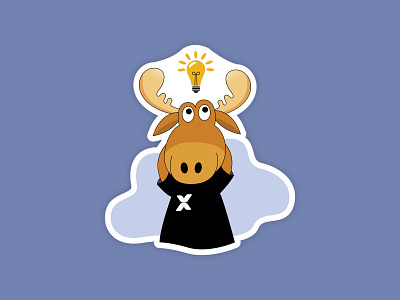 Moose Sticker With Bulb animal bulb company logo design flat idea illustration illustrator moose sticker sweden thinking vector