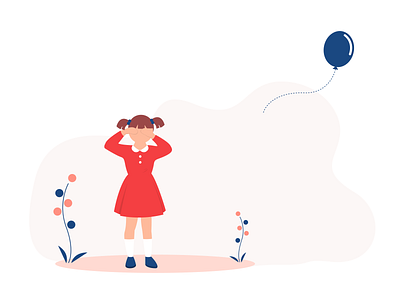 A Small Girl Crying balloons children crying design flat get lost girl illustration illustrator kids people vector