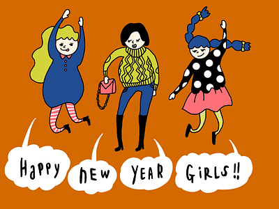 HAPPY NEW YEAR GIRLS! 2020 design fashion flat girls greetings happy new year illustration people