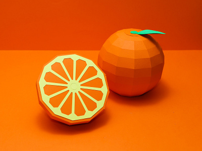 Orange paper craft low poly orange paper art paper craft paper cut paper food paper orange