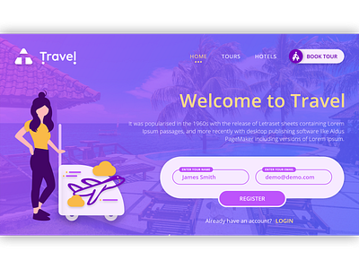 Travel Site Landing app design graphics design illustration logo typography ui ux vector web