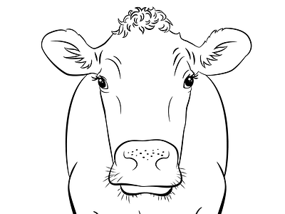 Line-work Of Jersey ada cow dairy line work vector