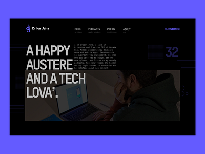 Personal Blog Landing Page branding design flat minimal ui ux web website