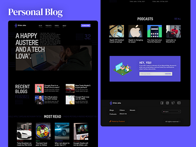 Personal Blog design flat minimal ui ux web website