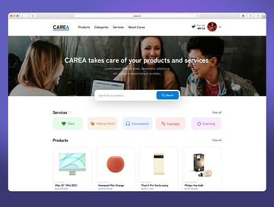 CAREA E-Commerce Platform app design flat minimal ui ux