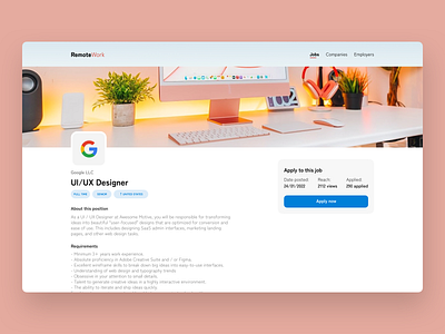 RemoteWork - Applying for a job design flat minimal ui ux