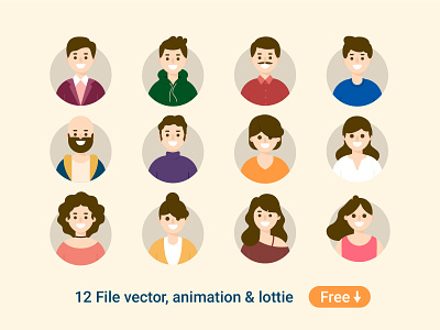Free Avatar Vector, Animation & Lottie affter effects animation avatar design graphic design illustation illustration lottie vector