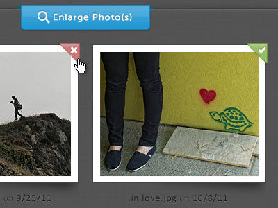 Photo Viewer blue button check frame museo photo thumbnail toggle