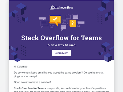 Welcome Email: Stack Overflow for Teams email hybrid responsive roboto slab template