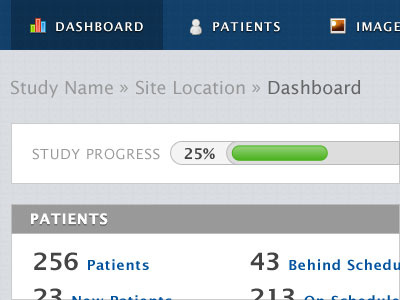 Dashboard CS app blue breadcrumbs dashboard navigation progress