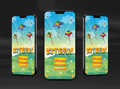 Kite Fly | Game UI | Main Screen andorid game design game game ui graphic design kite fly game kitefly