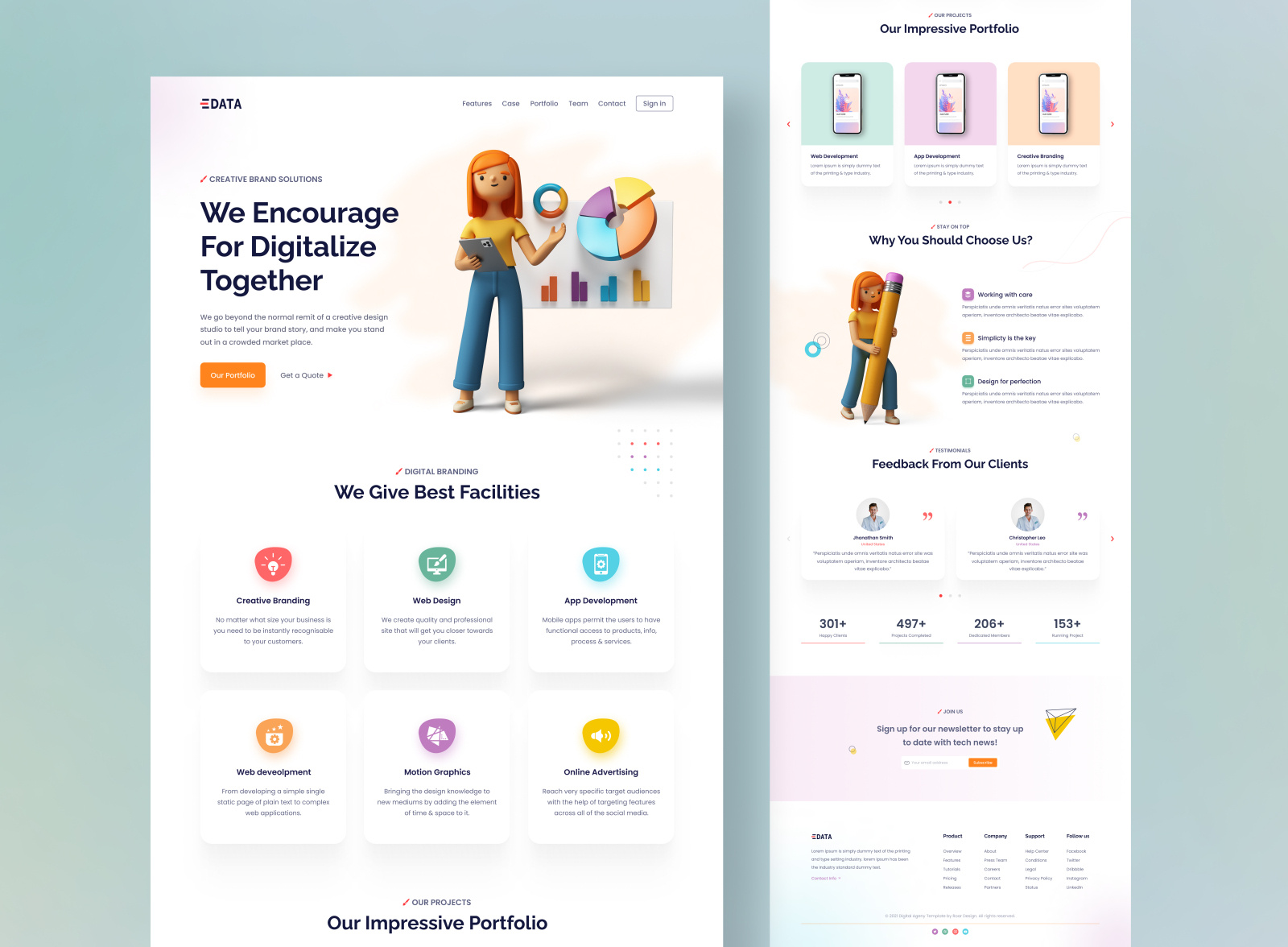 E-Data Landing Page by Forhad Rabbani on Dribbble