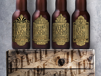 Empire View Brewery on bottles ale art deco beer home brew illustration labels lettering