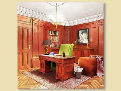 Home Office interior design illustration interior design visualization