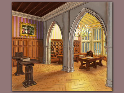 Gothic Interior concept design digital painting gothic illustration interior design