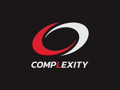 compLexity logo re-design black background bold clean complexity esport gaming link logo loud red and white simple tornado
