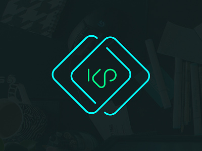 Personal Logo clean connected flow geometric initials k kp link. layers logo neon p simple