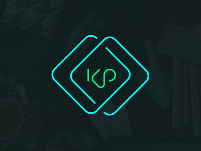Personal Logo clean connected flow geometric initials k kp link. layers logo neon p simple