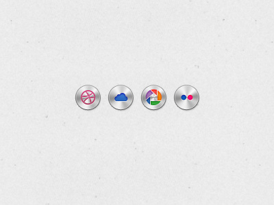 Metal Social Media Buttons buttons dribbble flickr icons metal mobile me network picasa social social media ui ux