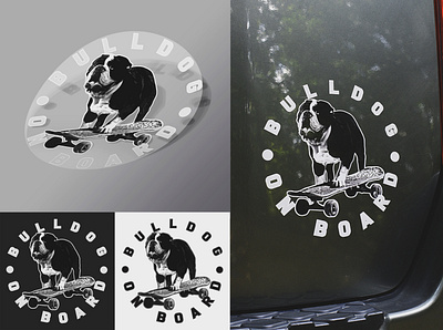 Bulldog on board adobe illustrator bulldog bumper sticker car dog illustration illustration monochrome sticker design