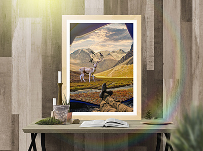 view from a tent crow deer frame photo editing photography photomanipulation photoshop poster design tent