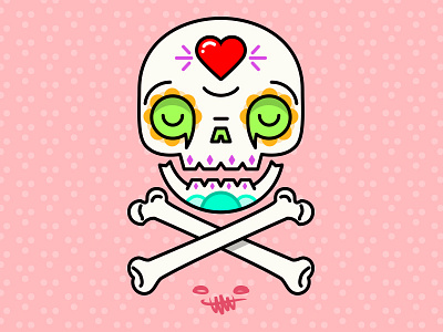 Corazón De Melón bold calaverita cute dayofthedead dia de los muertos heart mexico skull vector