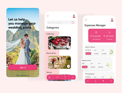 wedding planner app design categories design expense tracker mobile ui ui design ui ux wedding wedding app wedding planer