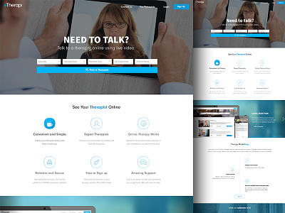 Landing page for eTherapi bootstrap design health healthcare landing page ror ruby startup landing page therapy ui