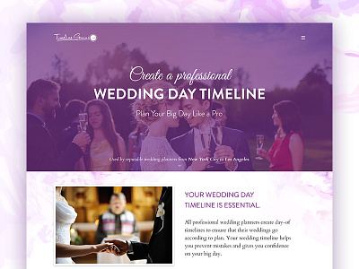 Landing page for wedding planning system bootstrap bride landing page purple startup landing page timeline ui wedding planning