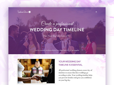 Landing page for wedding planning system