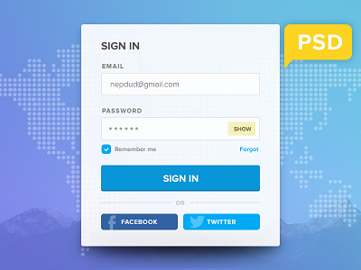 Free PSD Login Form blue form freebies login form psd sign in sign up