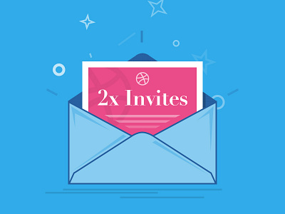 2x Dribbble Invites blue certificate dribbble envelope invitation invites letter pink