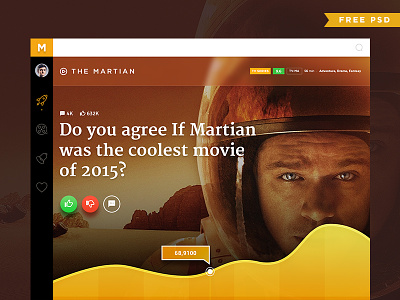 Movie Poll Concept Free PSD bootstrap clean dashboard concept free psd freebies graph movie poll orange the martian typography