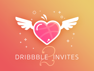 2x Dribbble Hearts angel cupid dribbble invites fev gradient heart invitation invite valentine
