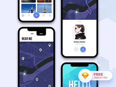 Nomads Dating App UI (Concept) application dating iphonex match mobile app nomads notch profile tinder ui ux