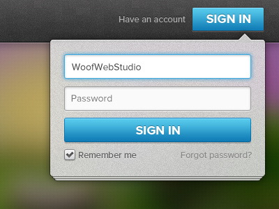 Popover Sign In(FREE PSD) form free free throw freebies login psd sign in ui vector