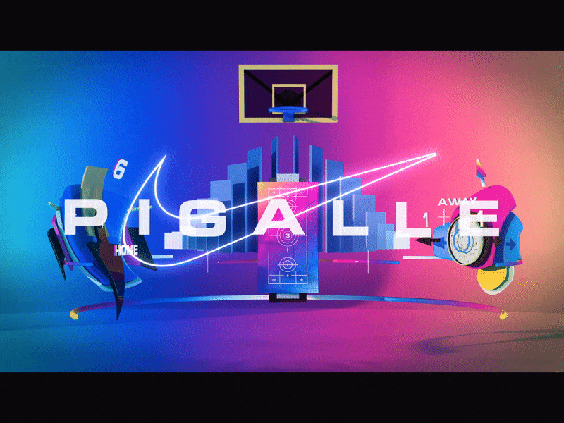 Nike - Pigalle Basketball Court / HOI PARIS 3d animation 3d art 3d artist basket basketball branding c4d design dribble logo nike air paris pigalle sport