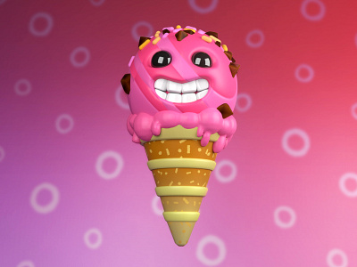 Strawberry Ice Cream 3d 3d art 3d artist 3d illustration adobe arnoldrender c4d characterdesign cinema4d design dribbble best shot icecream strawberry