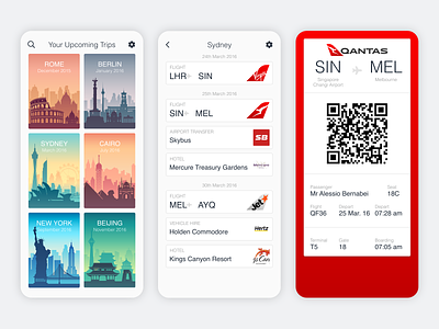 All of your trip, all in one place app design flights travel ui uiux