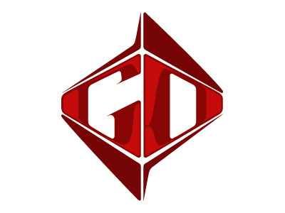 GO illustration logo red typography