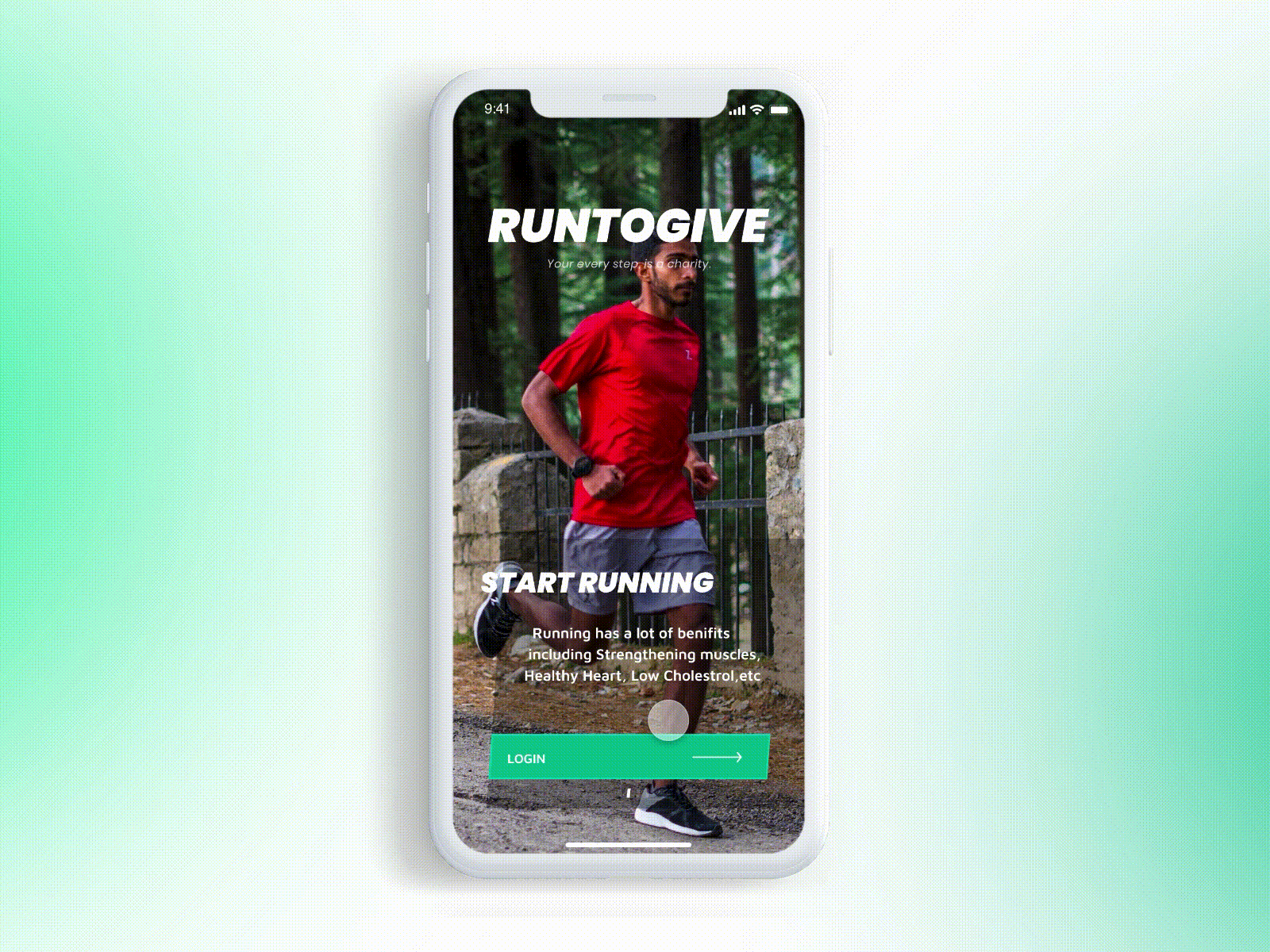 Runtogive - Fitness & Charity Platform communities motivate physical activity sedentary tech side ui user experience user interface ux